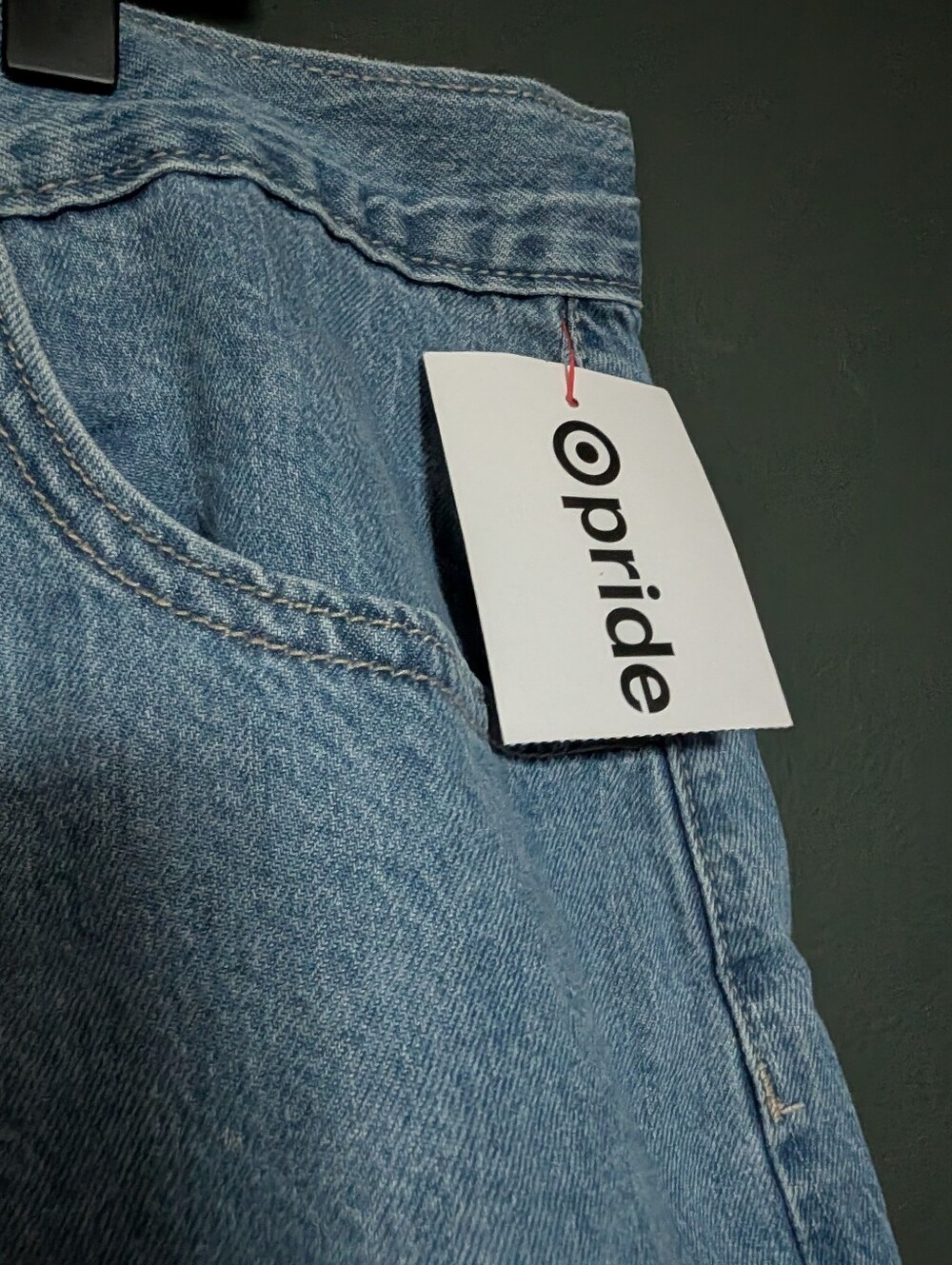 Denim Mini Skirt For Pride With Embroidered Rainbow - Picture 5 of 5